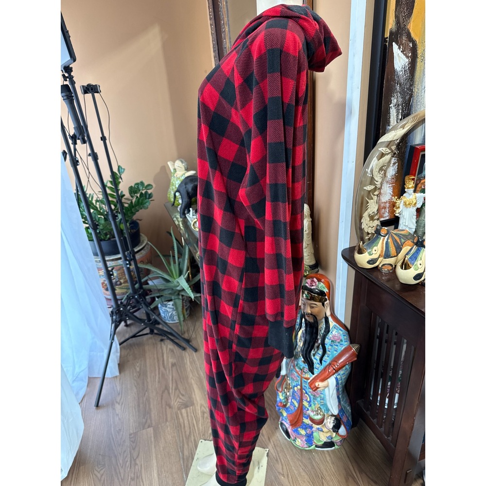 Family PJs Macys Red Black Buffalo Plaid Hooded Union Suit Womens 1X